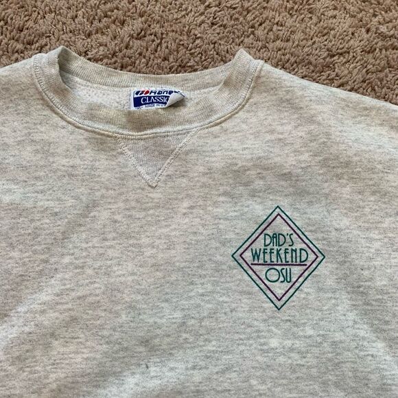 Vintage Hanes Dads Weekend OSU Grey Sweatshirt Graphic Novelty XL - Picture 3 of 8